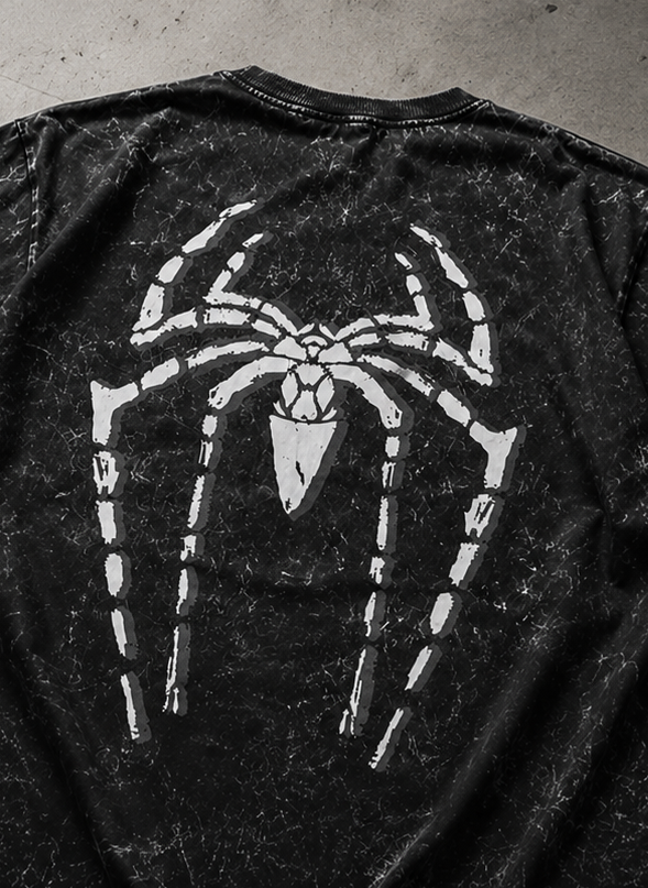 VYOM-SPIDER Unisex Acid Washed Oversized Tee