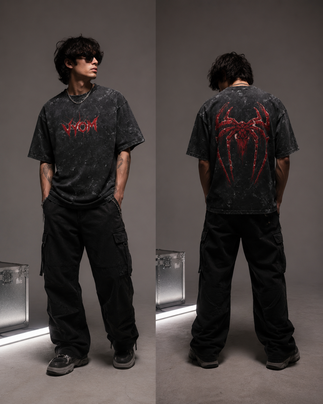VYOM - SPIDER 2.0 | Unisex | Acid Washed Oversized Tee