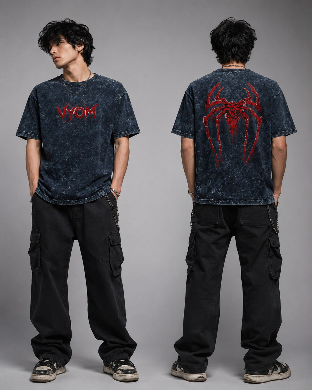 VYOM - SPIDER 2.0 | Unisex | Acid Washed Oversized Tee