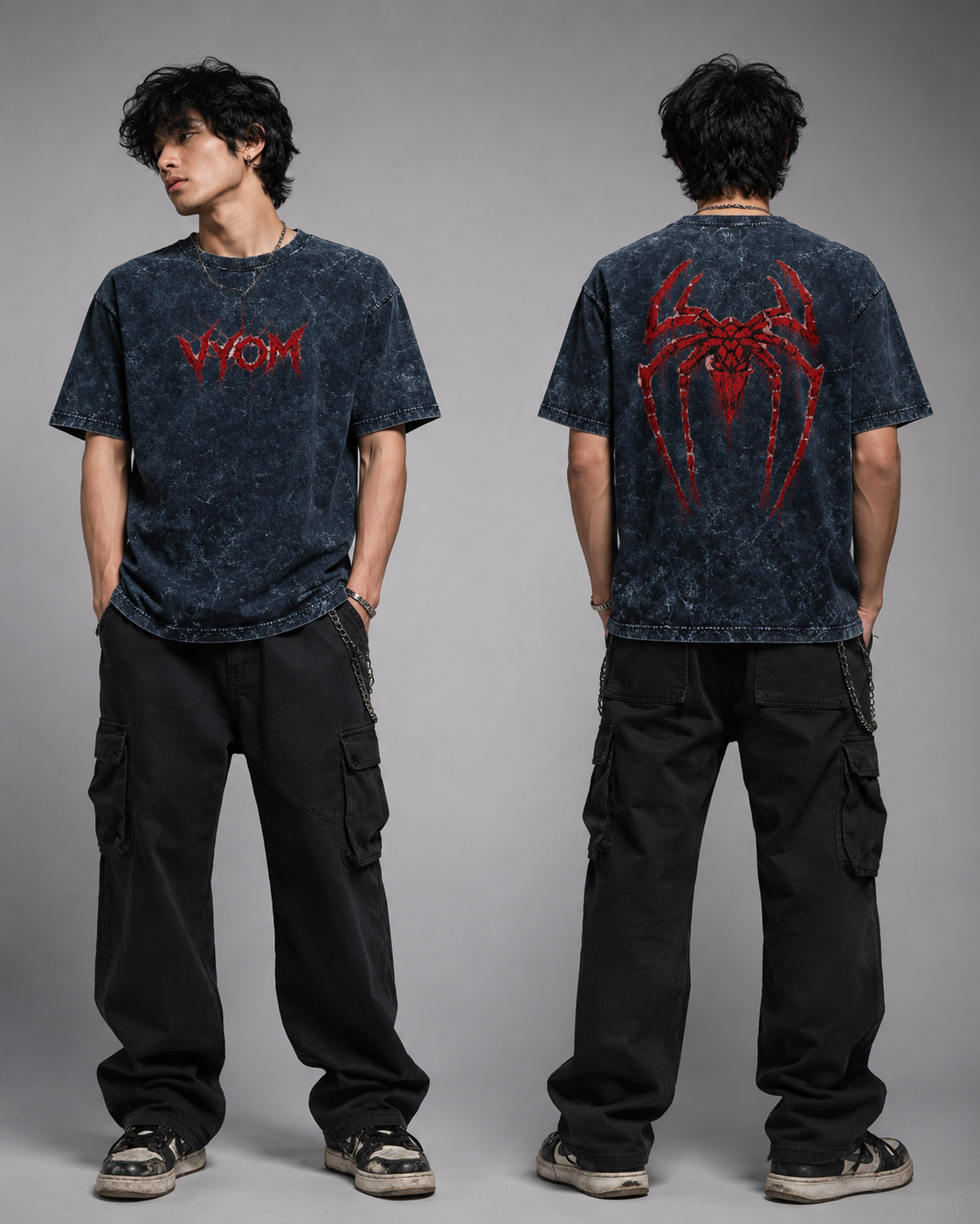VYOM - SPIDER 2.0 | Unisex | Acid Washed Oversized Tee