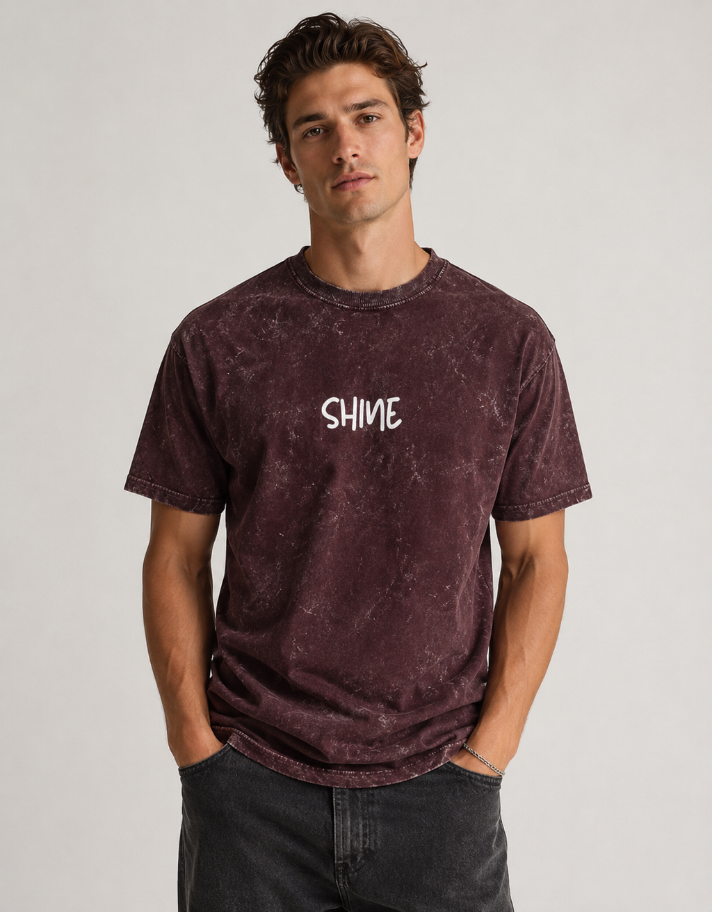 "VYOM-shine"Unisex Acid Washed Oversized Tee