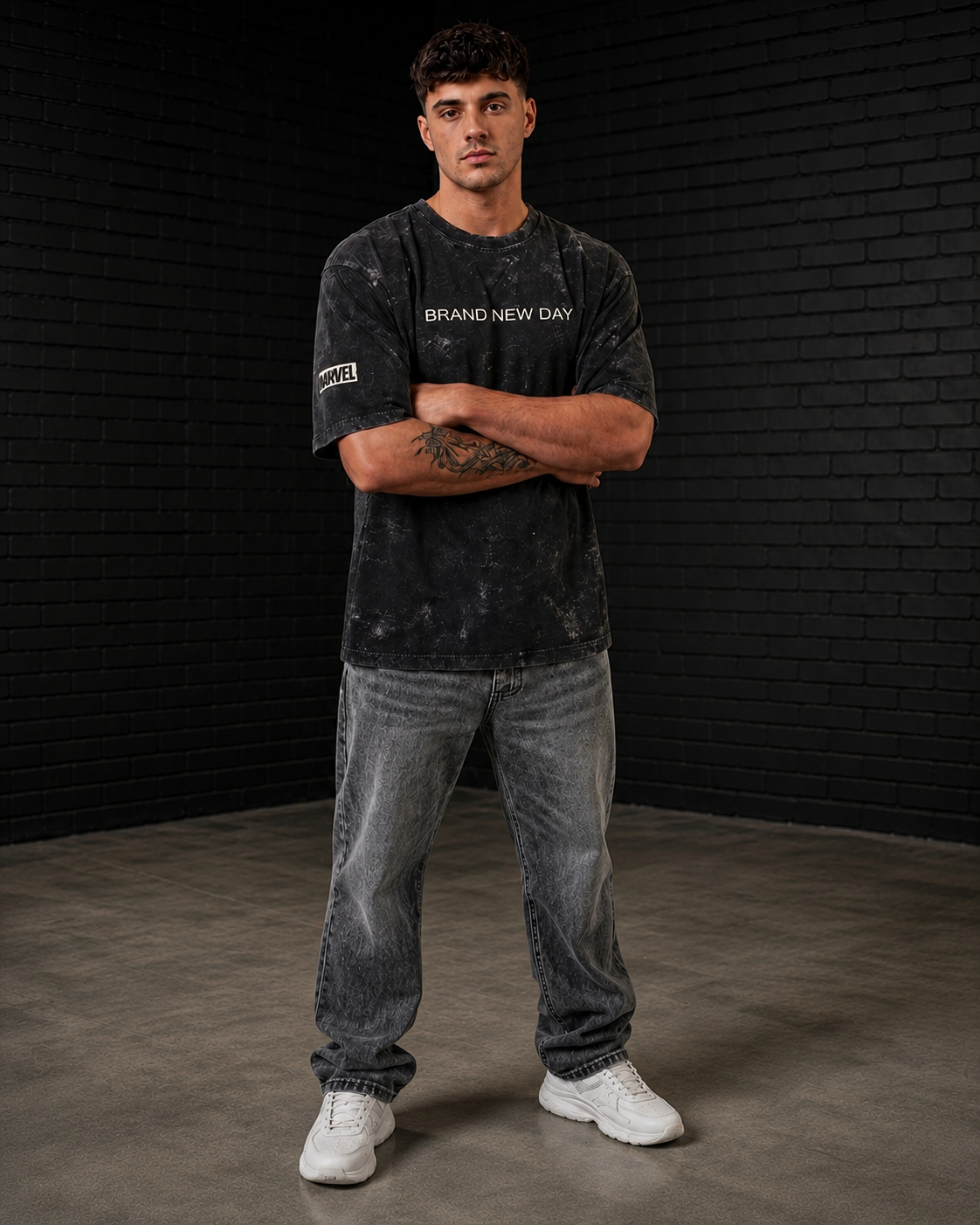 VYOM - SPIDER Unisex Acid Washed Oversized Tee