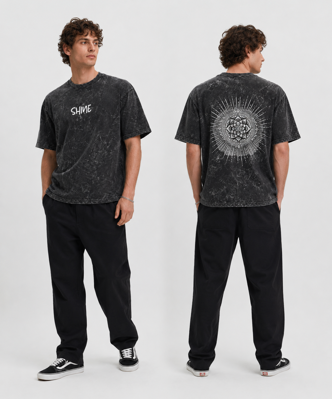 "Vyom-Shine"Unisex Acid Washed Oversized Tee