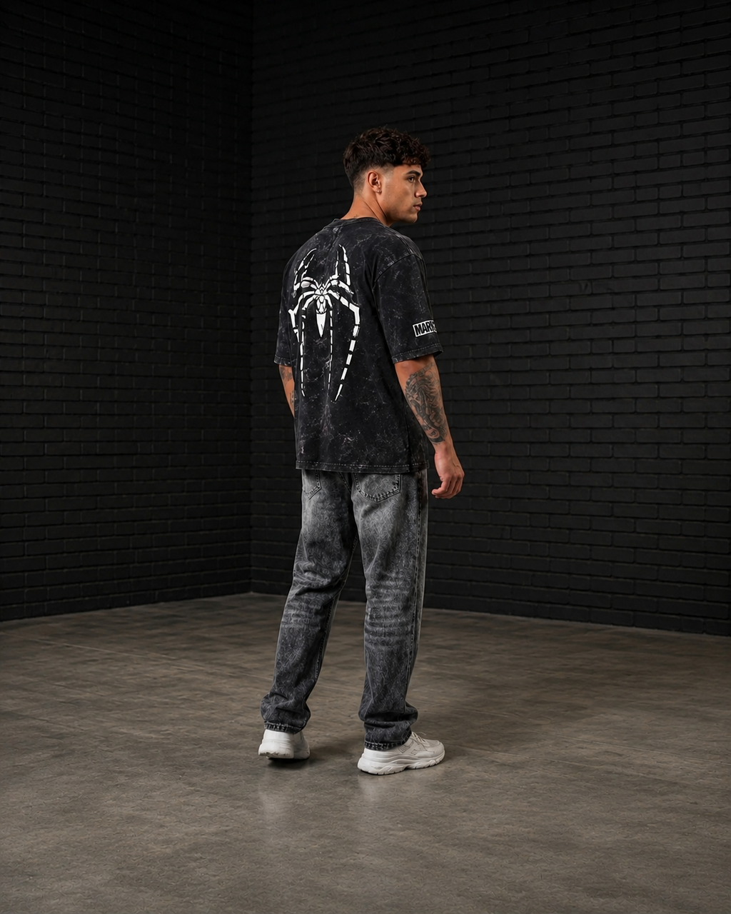 VYOM-SPIDER Unisex Acid Washed Oversized Tee